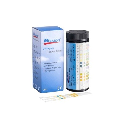 Tiras reactivas para uroanálisis de 10 parámetros (LEU/NIT/URO/PRO/pH/ BLO/SG/KET/BIL/GLU) frasco con 100 pzas
