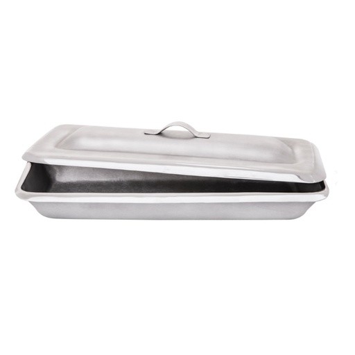 Charola budinera para Instrumental con tapa 23x13x5.2 acero inoxidable