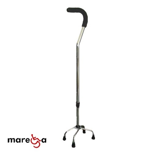 Bastón de 4 apoyos piramidal tipo cuello de ganso con extensión