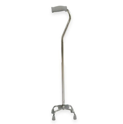 Bastón de aluminio de 4 patas con base metálica color plata
